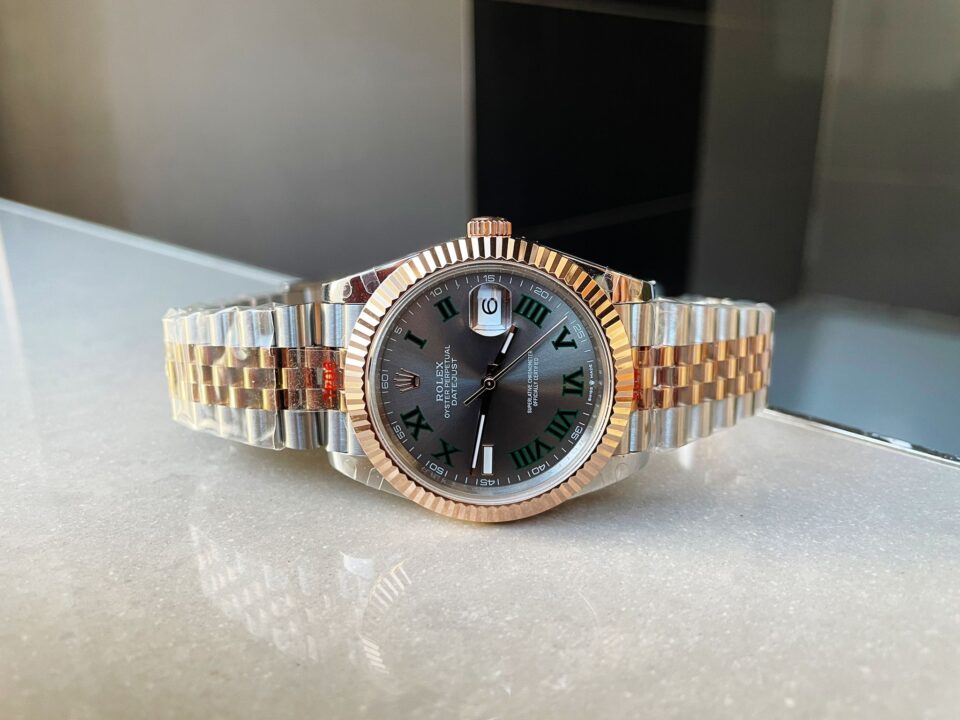 GMF GM Factory 1:1 Rolex DateJust Men 41mm  "wimbledon" RG and SS V2 Grey textured Dial Roman Markers