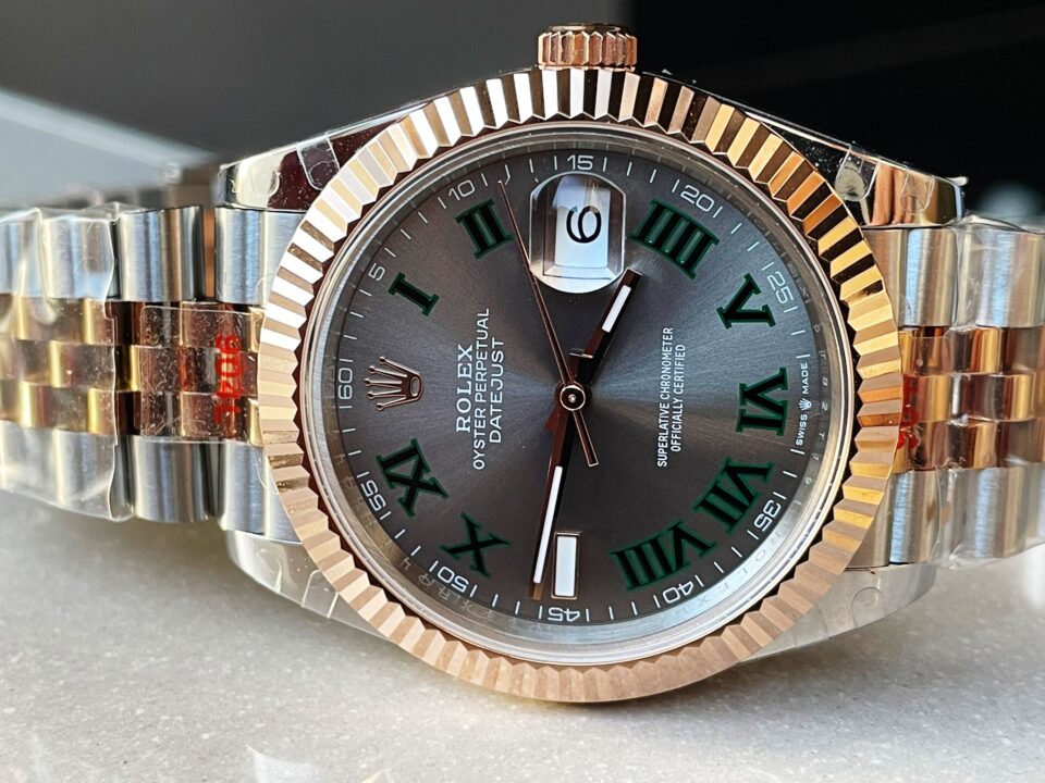 GMF GM Factory 1:1 Rolex DateJust Men 41mm  "wimbledon" RG and SS V2 Grey textured Dial Roman Markers