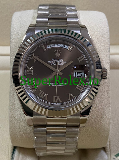 Rolex Day-Date II 40MM White Gold Ref.218239 - hocolate Roman Dial