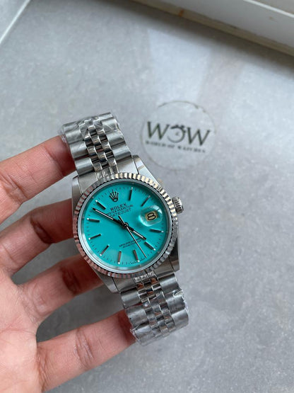 KING 1:1 Rolex DATEJUST 36mm 16233 FLUTED BEZEL BEST EDITION 904L STEEL TIFFANY BLUE DIAL A2825
