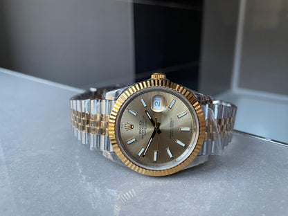 VSF Factory 1:1 Rolex Datejust 41mm 126333 904L YG/SS Fluted Bezel Gold Dial on VS3235