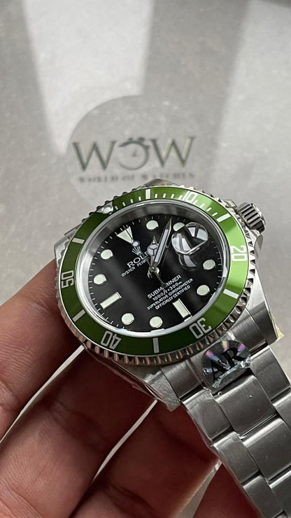 ARF FACTORY 1:1 Submariner 'Kermit' 16610LV 904L SS Black Dial SH3135