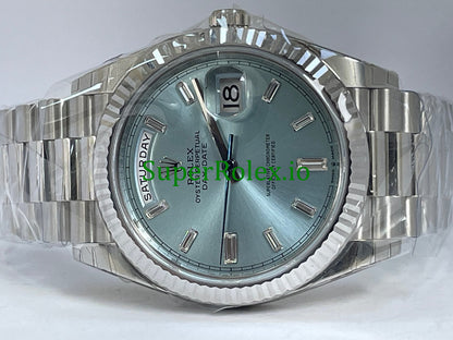 Rolex Platinum Day-Date 40MM Ref.228236 - Ice Blue Baguette Diamond Dial