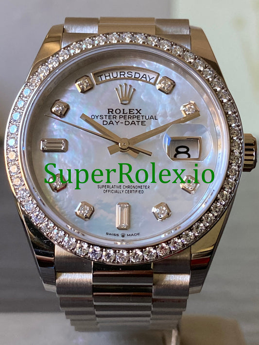 Day-Date 36MM White Gold Diamond Bezel Ref.128349RBR