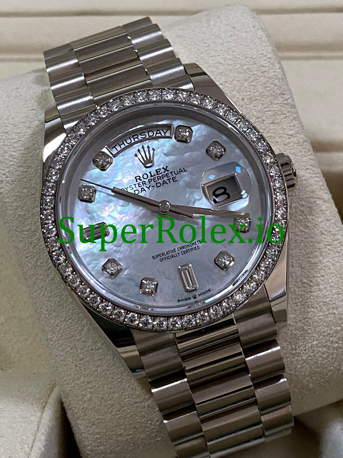 Day-Date 36MM White Gold Diamond Bezel Ref.128349RBR